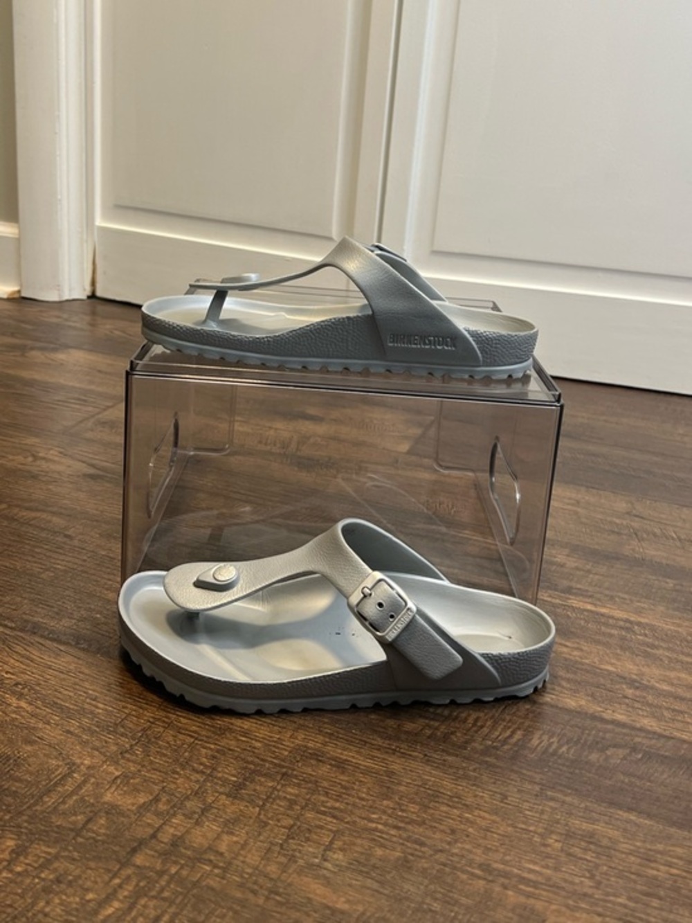 Birkenstock Gizeh EVA Thong Sandals in Gray/Silver Size Women’s 5-51/2 36 EU